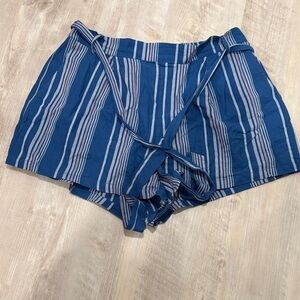 Forever 21 Blue Striped High Waist Shorts